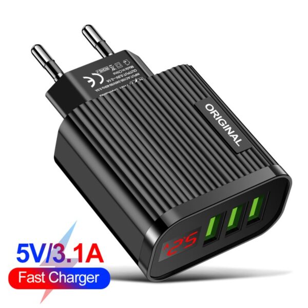 18W 3in1 USB Fast Charger with Voltage & Current Display