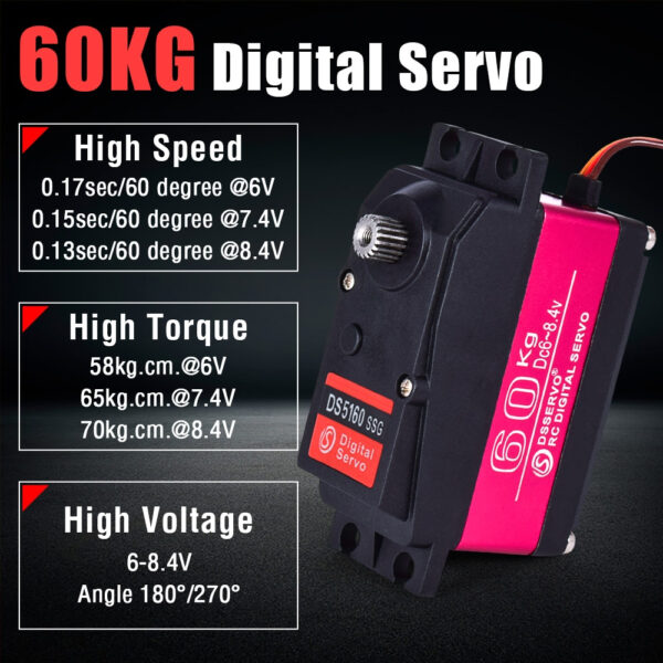 60kg High Power Metal Digital Servo DS5160 waterproof IP67