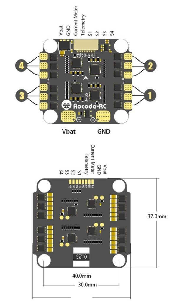 Aocoda RC ESC 50A 4in1 BLHeli-S for RC FPV Racing - Image 2