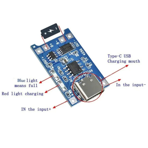 TYPE-B/TYPE-C TP4056 Dual Functions Lithium Battery Charger Module - Image 3