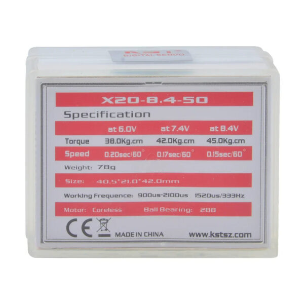 KST X20-8.4-50 V8.0 Metal Gear Coreless Digital Servo 45Kg - Image 4