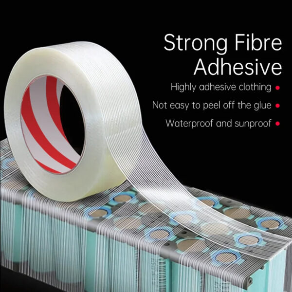 High-Quality Transparent Fiber Tape for Lithium Battery Pack 25Meters